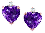 Star K™ Classic Heart Shape 2 stone Genuine Amethyst Earrings Studs