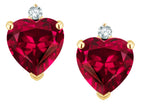 Star K™ Classic Heart Shape 2 stone Created Ruby Earrings Studs
