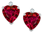 Star K™ Classic Heart Shape 2 stone Created Ruby Earrings Studs