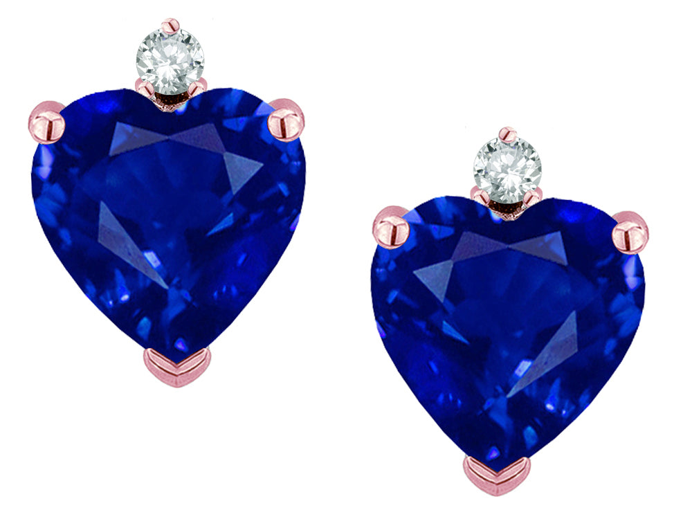 Star K™ Classic Heart Shape 2 stone Created Sapphire Earrings Studs