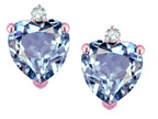 Star K™ Classic Heart Shape 2 stone Simulated Aquamarine Earrings Studs