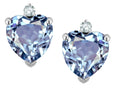 Star K™ Classic Heart Shape 2 stone Simulated Aquamarine Earrings Studs