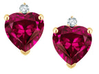 Star K™ Classic Heart Shape 2 stone Simulated Pink Tourmaline Earrings Studs