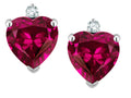 Star K™ Classic Heart Shape 2 stone Simulated Pink Tourmaline Earrings Studs