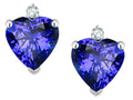Star K™ Classic Heart Shape 2 stone Simulated Tanzanite Earrings Studs