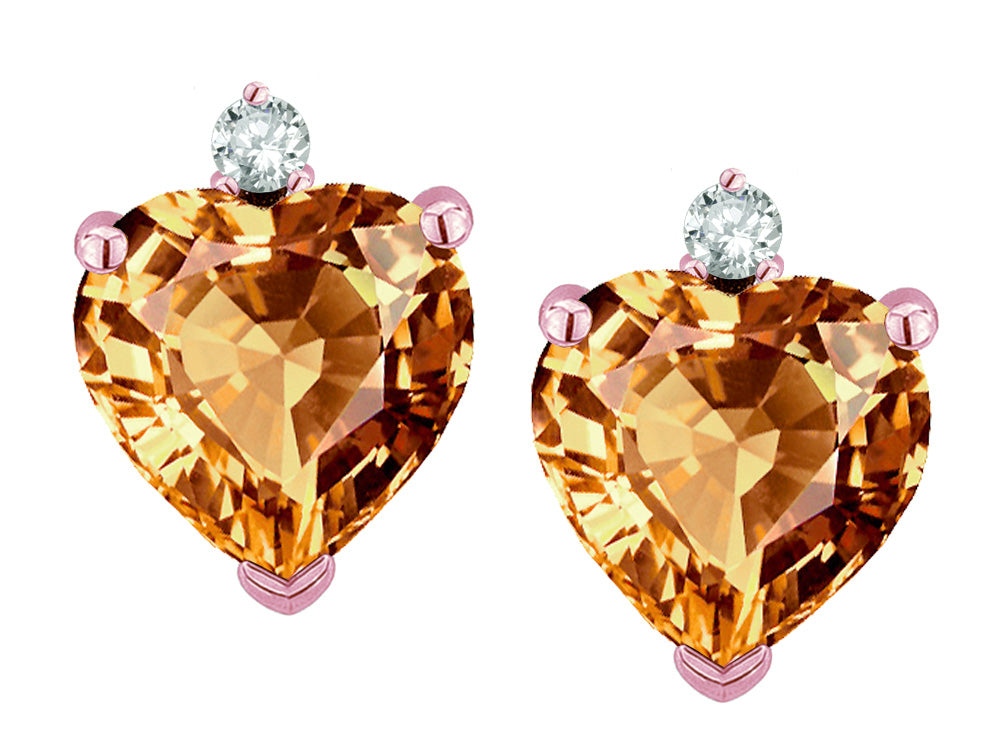 Star K™ Classic Heart Shape 2 stone Simulated Imperial Yellow Topaz Earrings Studs