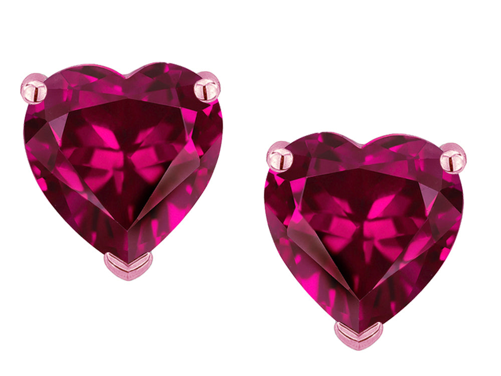 Star K™ Heart Shape 6mm Simulated Pink Tourmaline Earrings Studs