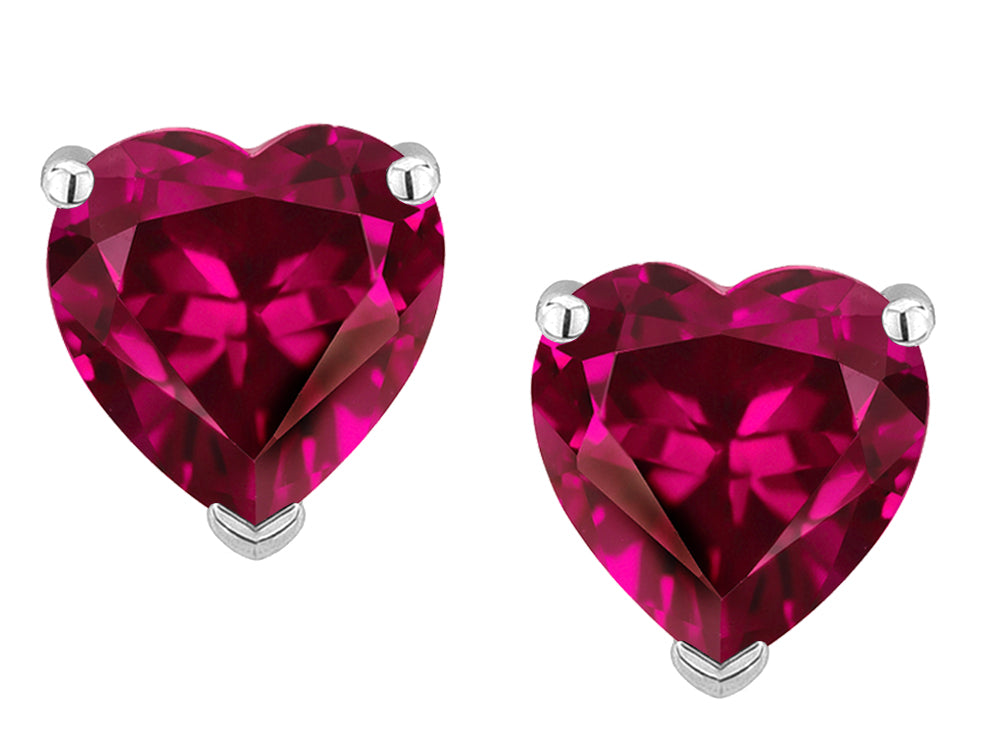 Star K™ Heart Shape 6mm Simulated Pink Tourmaline Earrings Studs