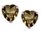 Star K™ Heart Shape 6mm Genuine Smoky Quartz Earrings Studs