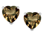 Star K™ Heart Shape 6mm Genuine Smoky Quartz Earrings Studs