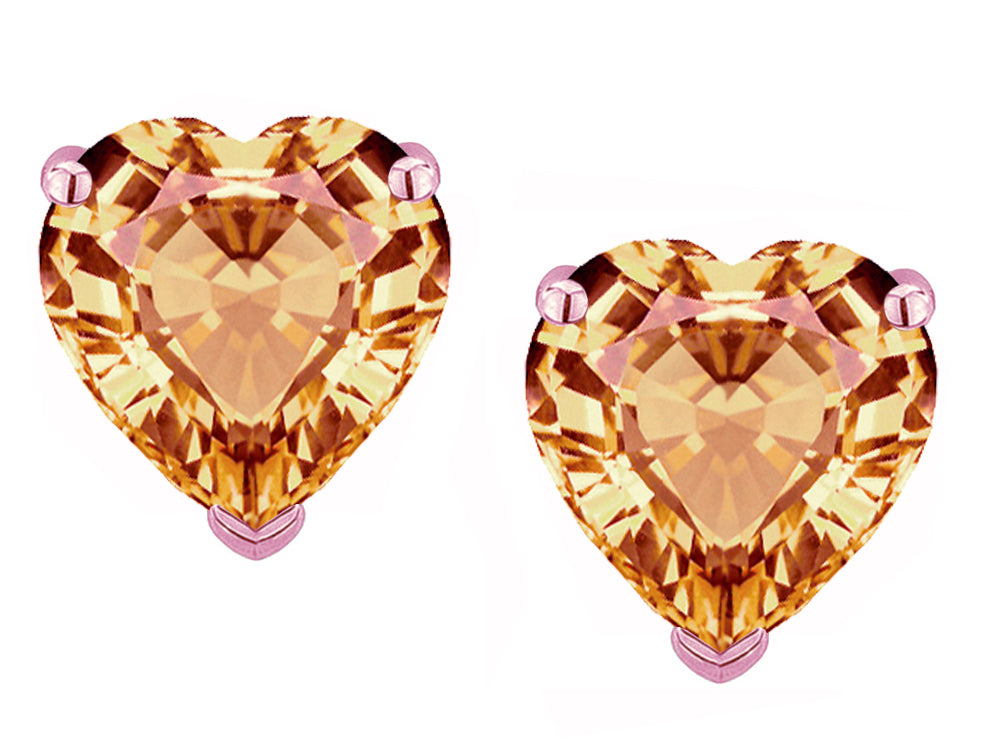 Star K™ Heart Shape 6mm Simulated Imperial Yellow Topaz Earrings Studs