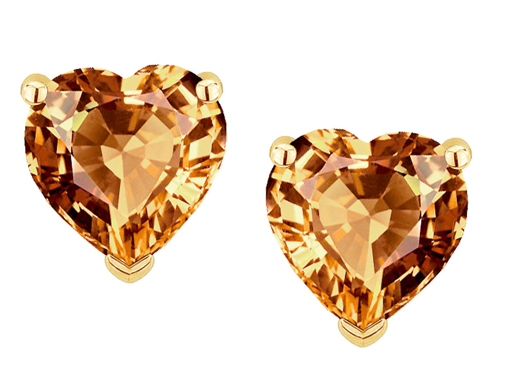 Star K™ Heart Shape 6mm Simulated Imperial Yellow Topaz Earrings Studs