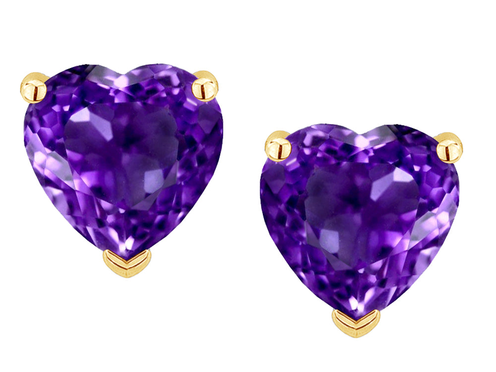 Star K™ Heart Shape 6mm Genuine Amethyst Earrings Studs