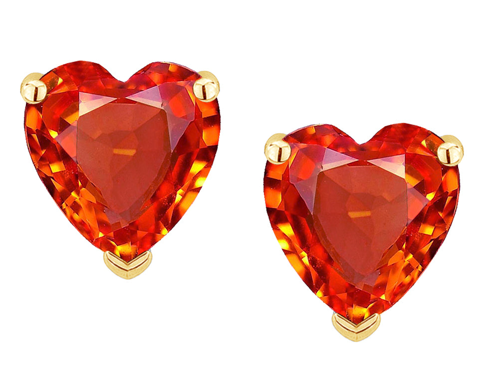 Star K™ Heart Shape 6mm Simulated Orange Mexican Fire Opal Earrings Studs