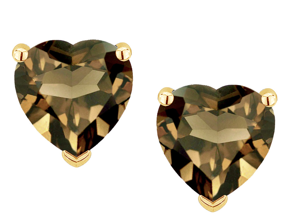 Star K™ Heart Shape 6mm Genuine Smoky Quartz Earrings Studs