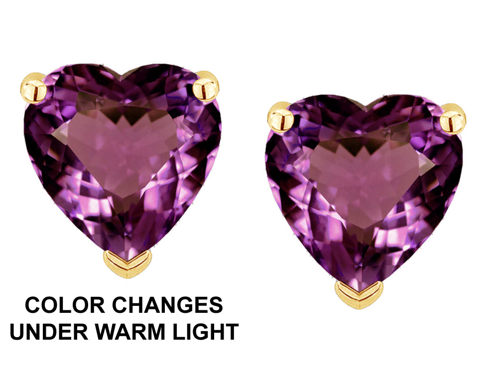 Star K™ Heart Shape 6mm Simulated Alexandrite Earrings Studs