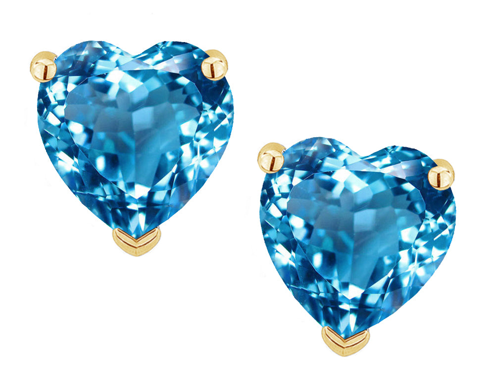 Star K™ Heart Shape 6mm Genuine Blue Topaz Earrings Studs