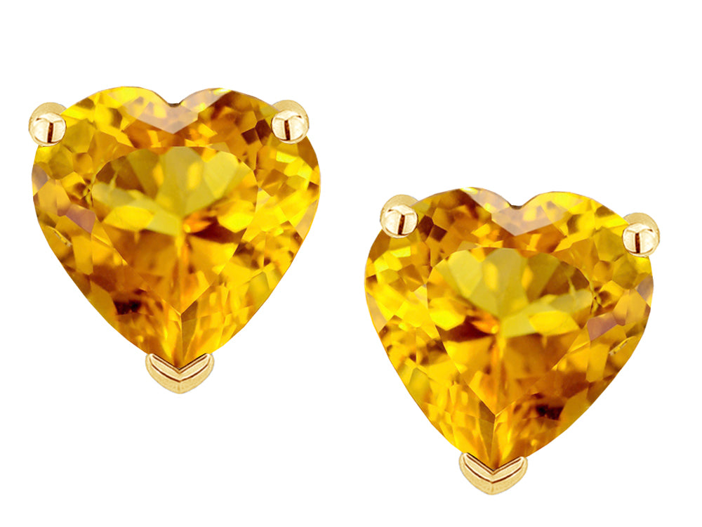 Star K™ Heart Shape 6mm Genuine Citrine Earrings Studs