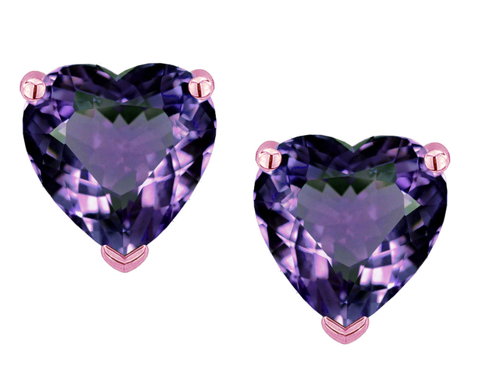 Star K™ Heart Shape 6mm Simulated Alexandrite Earrings Studs