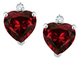 Star K™ Classic Heart Shape 2 stone Genuine Garnet Earrings Studs
