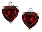 Star K™ Classic Heart Shape 2 stone Genuine Garnet Earrings Studs