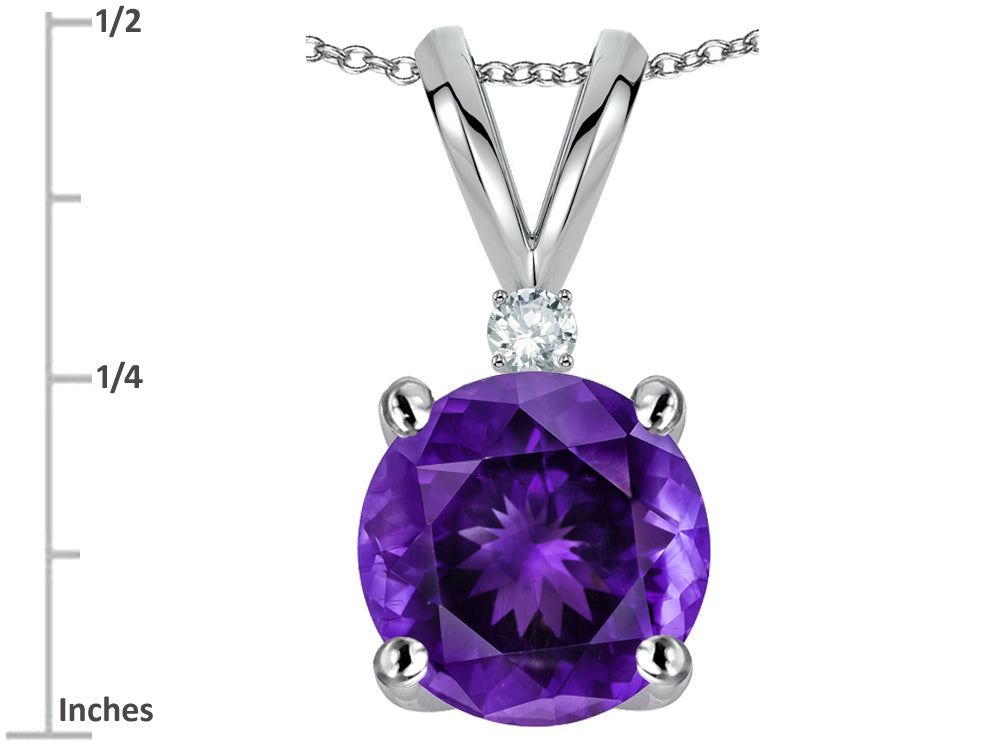 Star K™ Classic Round 7mm One Stone Genuine Amethyst Pendant Necklace