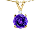 Star K™ Classic Round 7mm One Stone Genuine Amethyst Pendant Necklace
