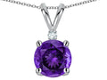 Star K™ Classic Round 7mm One Stone Genuine Amethyst Pendant Necklace