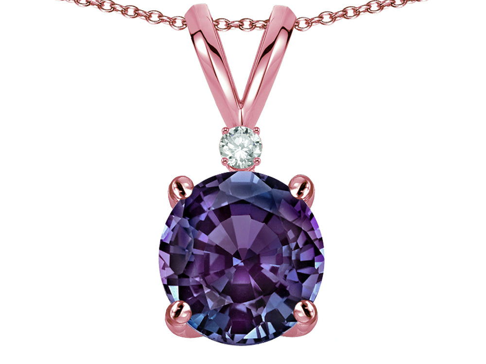 Star K™ Classic Round 7mm One Stone Simulated Alexandrite Pendant Necklace