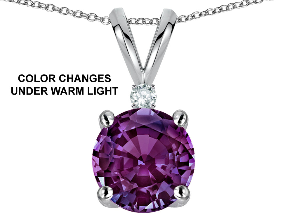 Star K™ Classic Round 7mm One Stone Simulated Alexandrite Pendant Necklace