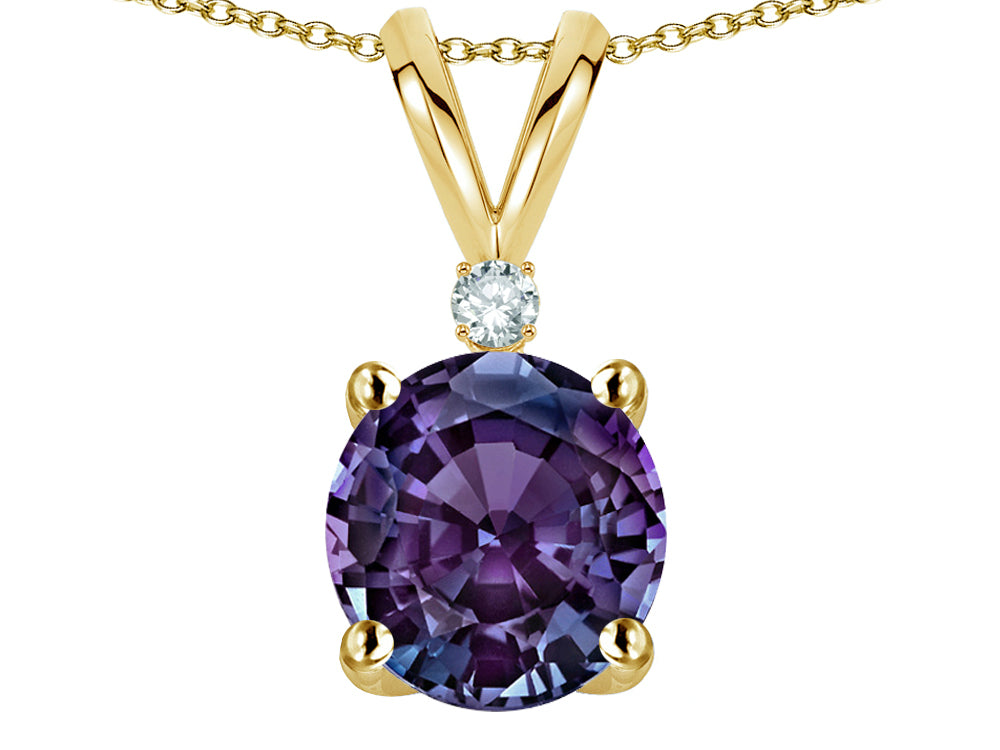 Star K™ Classic Round 7mm One Stone Simulated Alexandrite Pendant Necklace
