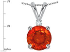 Star K™ Classic Round 7mm One Stone Simulated Orange Mexican Fire Opal Pendant Necklace