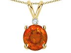 Star K™ Classic Round 7mm One Stone Simulated Orange Mexican Fire Opal Pendant Necklace