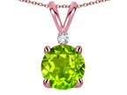 Star K™ Classic Round 7mm One Stone Genuine Peridot Pendant Necklace