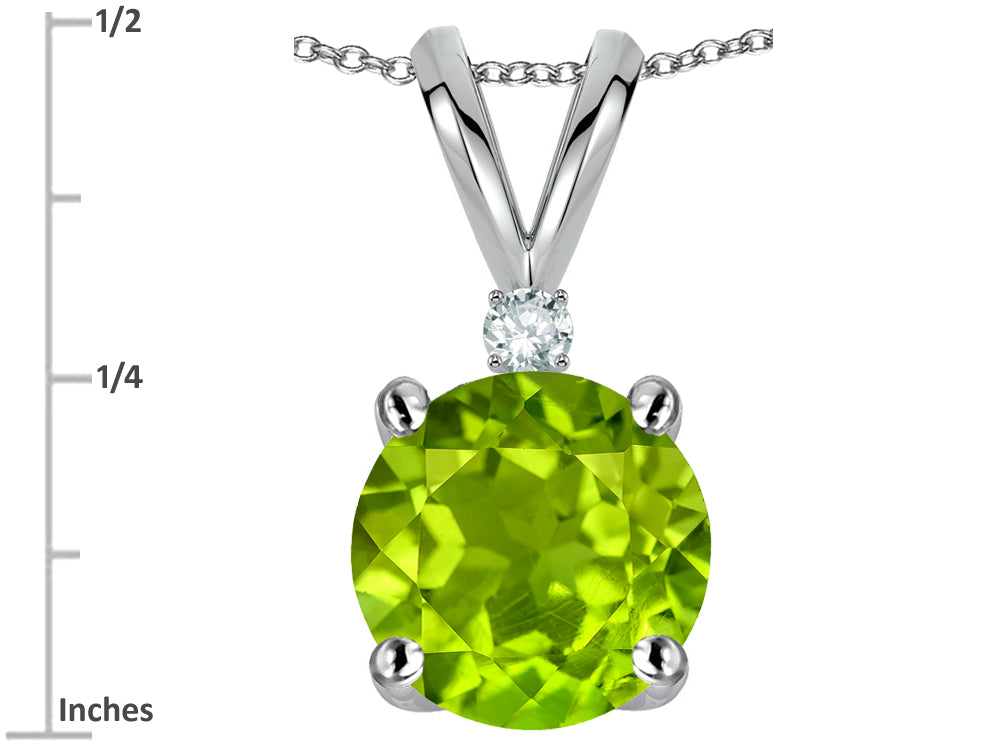 Star K™ Classic Round 7mm One Stone Genuine Peridot Pendant Necklace