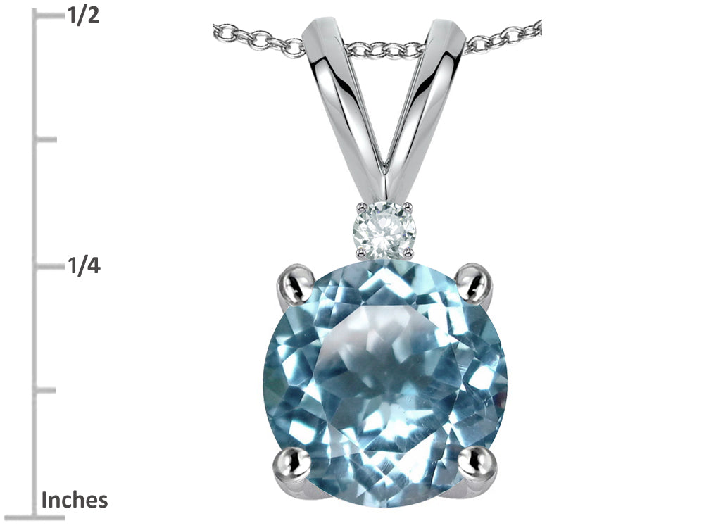 Star K™ Classic Round 7mm One Stone Simulated Aquamarine Pendant Necklace