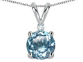 Star K™ Classic Round 7mm One Stone Simulated Aquamarine Pendant Necklace