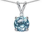 Star K™ Classic Round 7mm One Stone Simulated Aquamarine Pendant Necklace