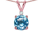 Star K™ Classic Round 7mm One Stone Genuine Blue Topaz Pendant Necklace