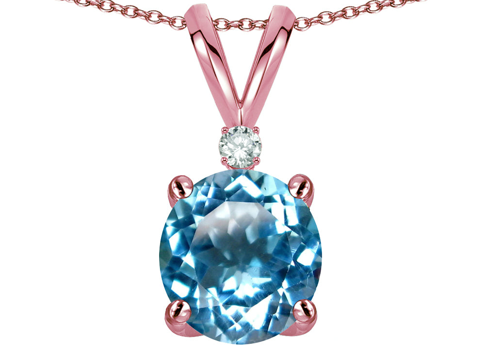 Star K™ Classic Round 7mm One Stone Genuine Blue Topaz Pendant Necklace