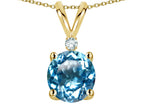 Star K™ Classic Round 7mm One Stone Genuine Blue Topaz Pendant Necklace