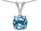 Star K™ Classic Round 7mm One Stone Genuine Blue Topaz Pendant Necklace