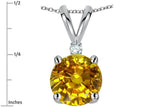 Star K™ Classic Round 7mm One Stone Genuine Citrine Pendant Necklace