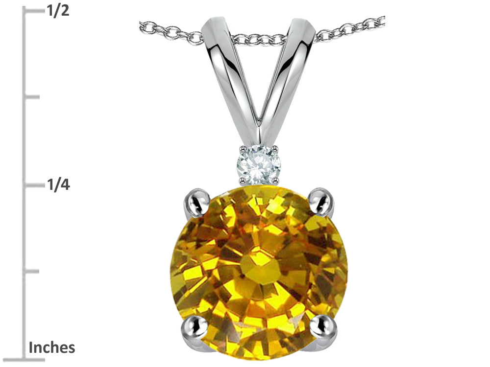 Star K™ Classic Round 7mm One Stone Genuine Citrine Pendant Necklace