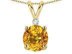 Star K™ Classic Round 7mm One Stone Genuine Citrine Pendant Necklace