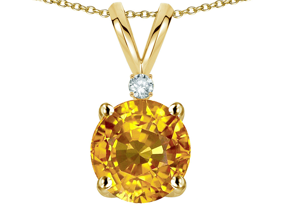 Star K™ Classic Round 7mm One Stone Genuine Citrine Pendant Necklace