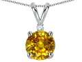 Star K™ Classic Round 7mm One Stone Genuine Citrine Pendant Necklace