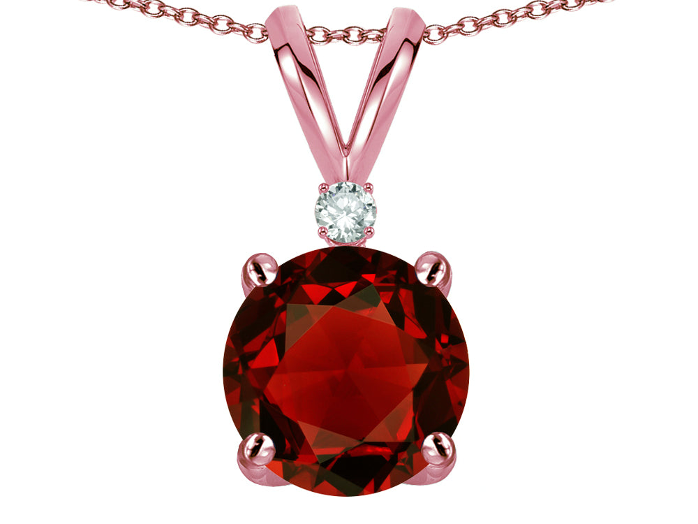 Star K™ Classic Round 7mm One Stone Genuine Garnet Pendant Necklace