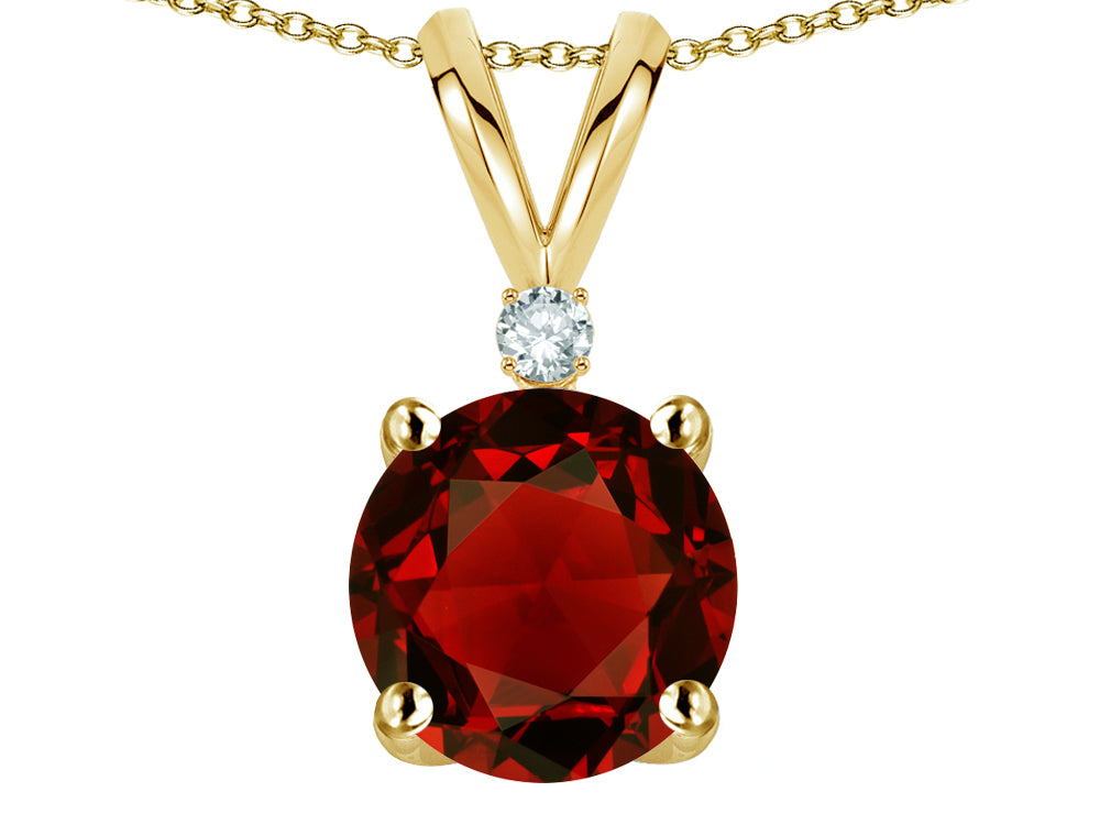 Star K™ Classic Round 7mm One Stone Genuine Garnet Pendant Necklace
