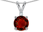 Star K™ Classic Round 7mm One Stone Genuine Garnet Pendant Necklace